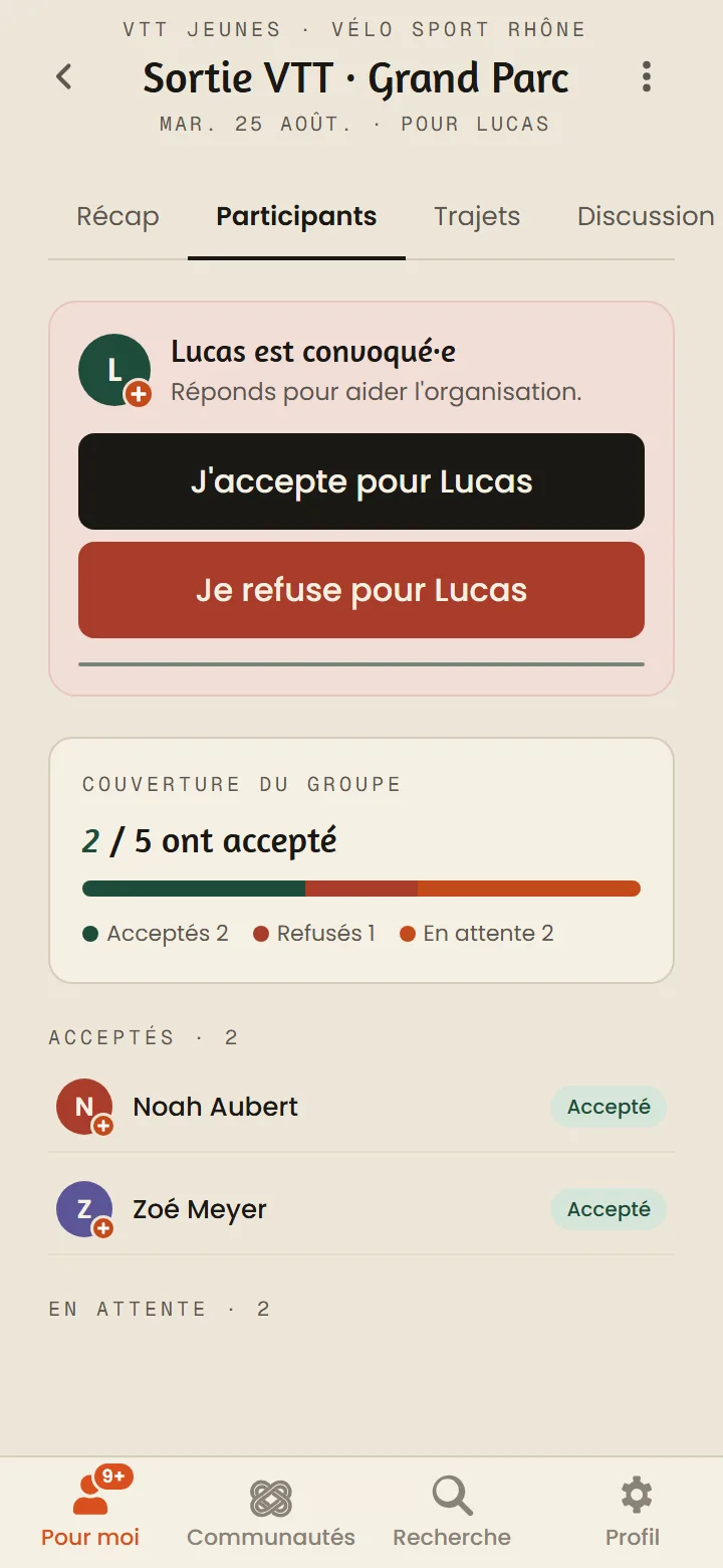 Écran Convocations d'Okordo